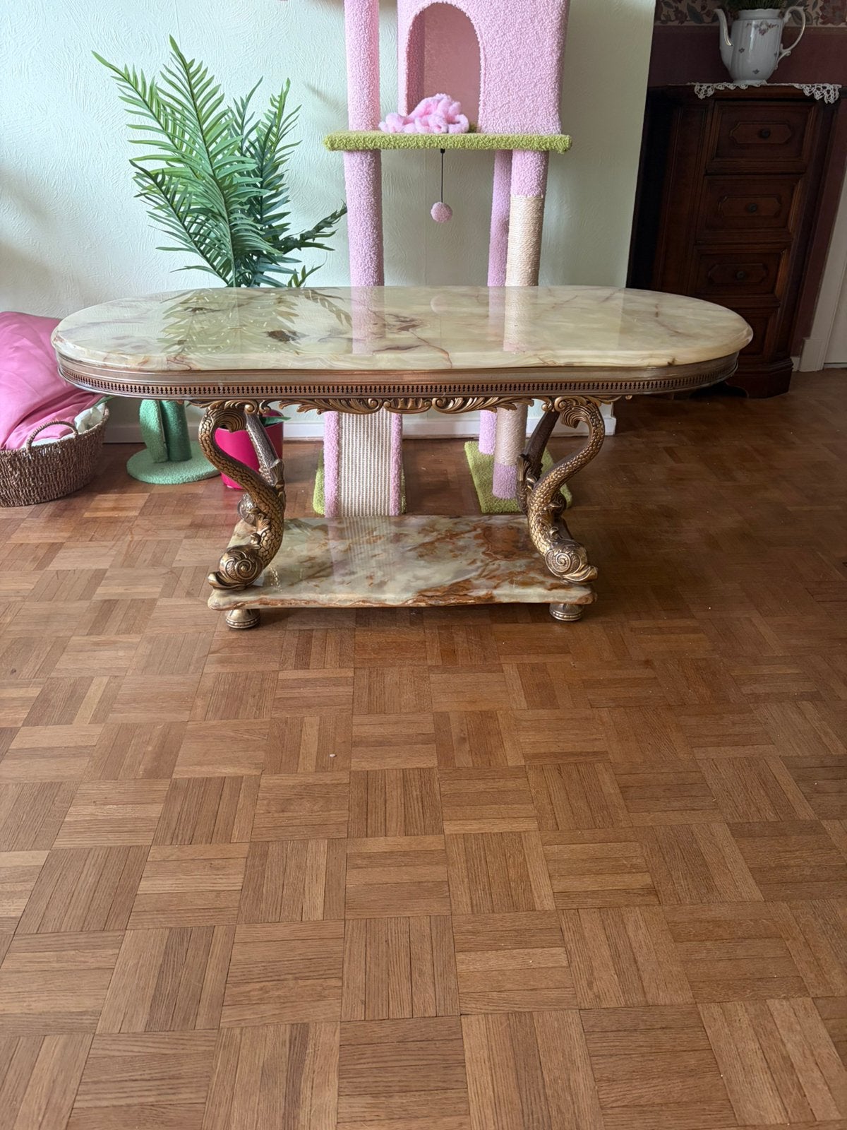 Vintage Marmeren Salontafel, Huis en Inrichting, Tafels | Salontafels, Ophalen, 100 tot 150 cm, 50 tot 100 cm, Zo goed als nieuw