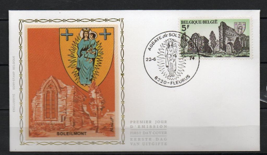 Année 1974 : FDC 1720 soie - Abbaye de Soleilmont, Timbres & Monnaies, Timbres | Europe | Belgique, Enlèvement