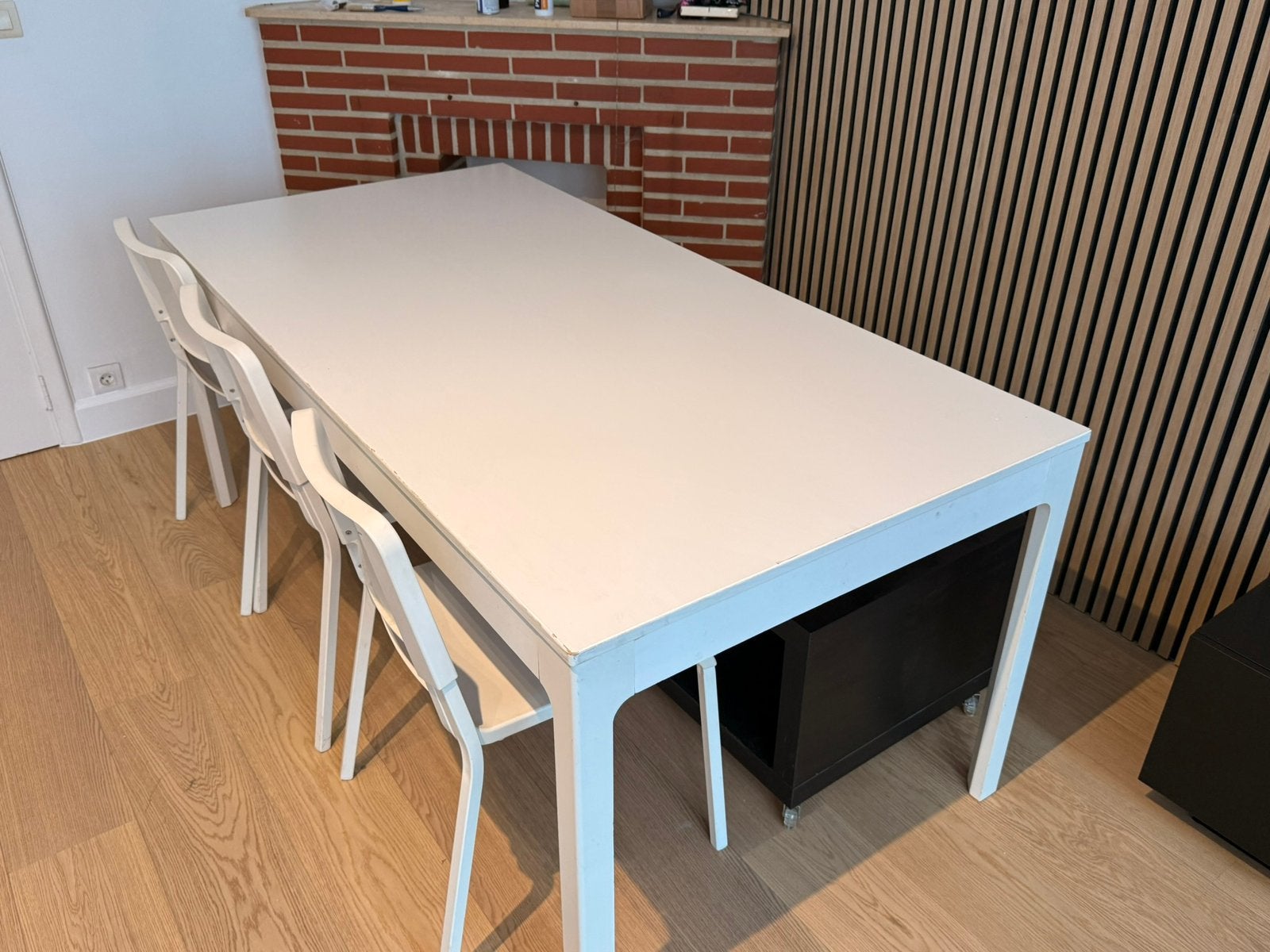 Table Ikea 180cm extensible + 5 chaises, 150 à 200 cm, Cinq personnes ou plus, Enlèvement, Utilisé
