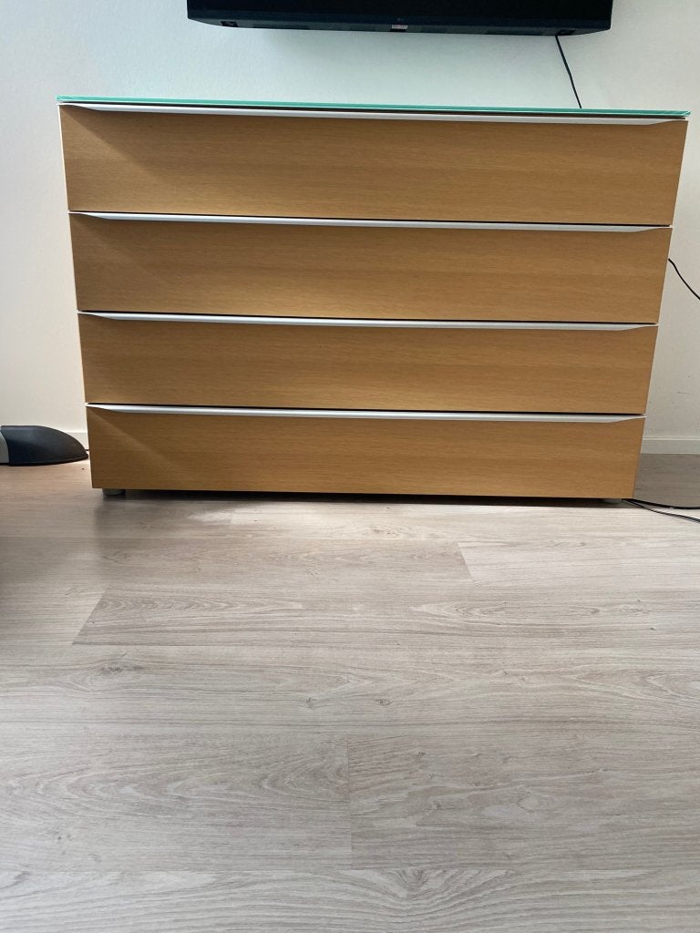 Design Commode Hülsta Metis, Ophalen, 100 tot 150 cm, 75 cm of meer, Eikenhout