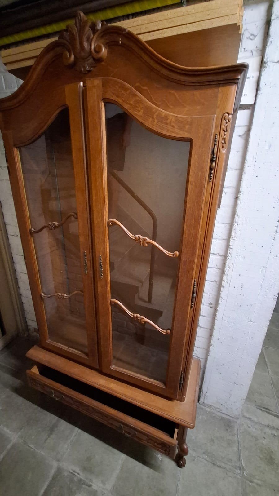 Antieke houten vitrinekast/geglazuurde meubels, Antiek en Kunst, Ophalen