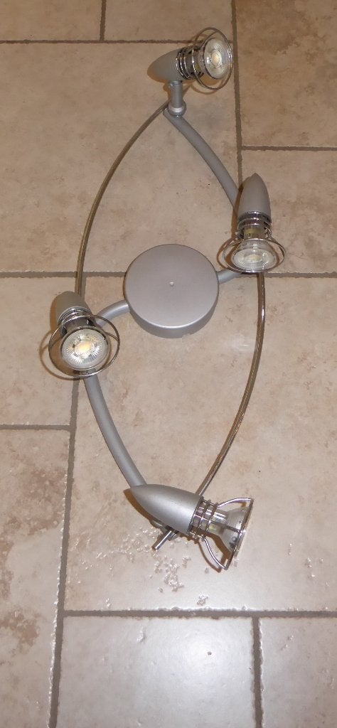 Moderne luster met 4 lichtpunten, Huis en Inrichting, Lampen | Kroonluchters, Zo goed als nieuw, Ophalen