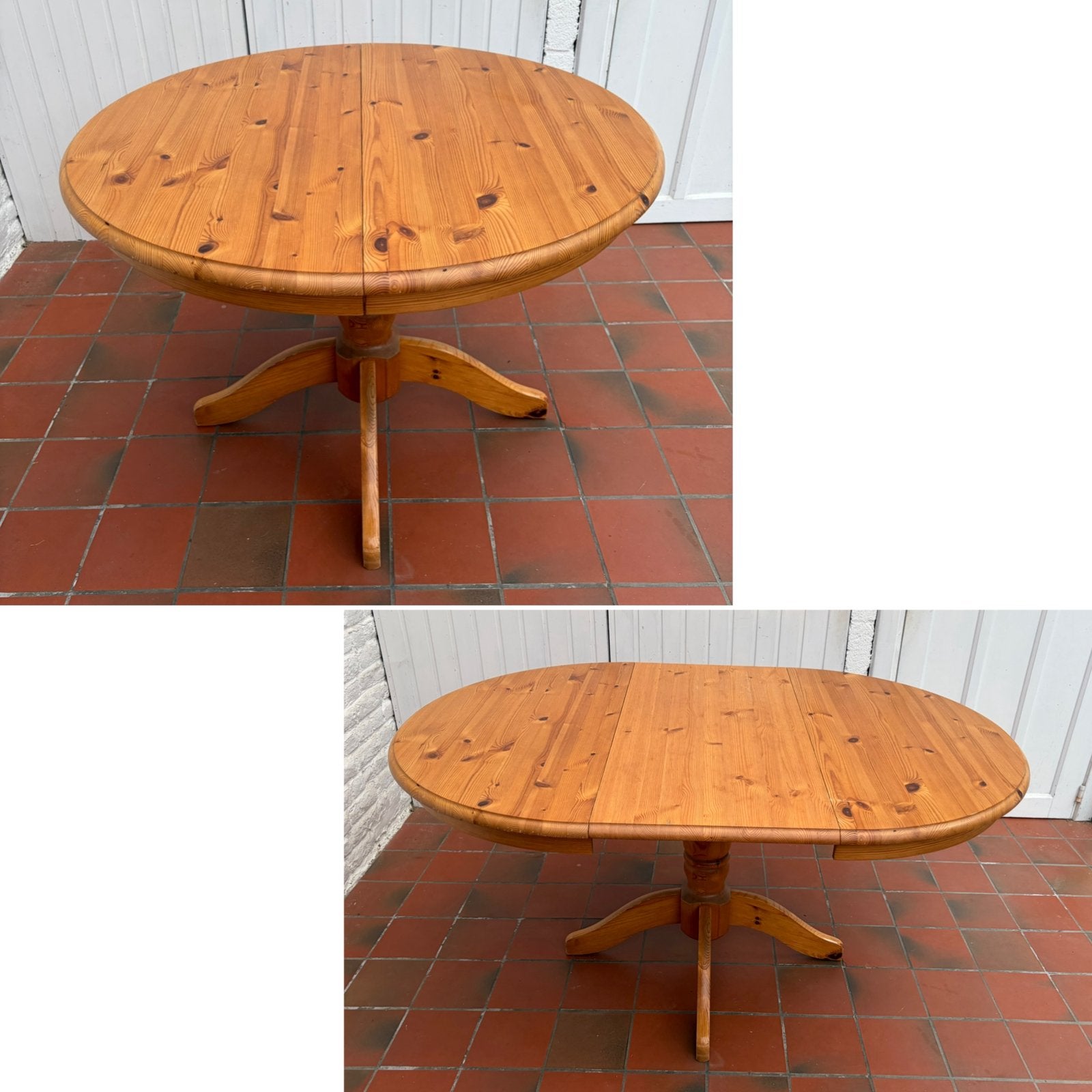 Table ronde extensible pin massif vintage, Enlèvement