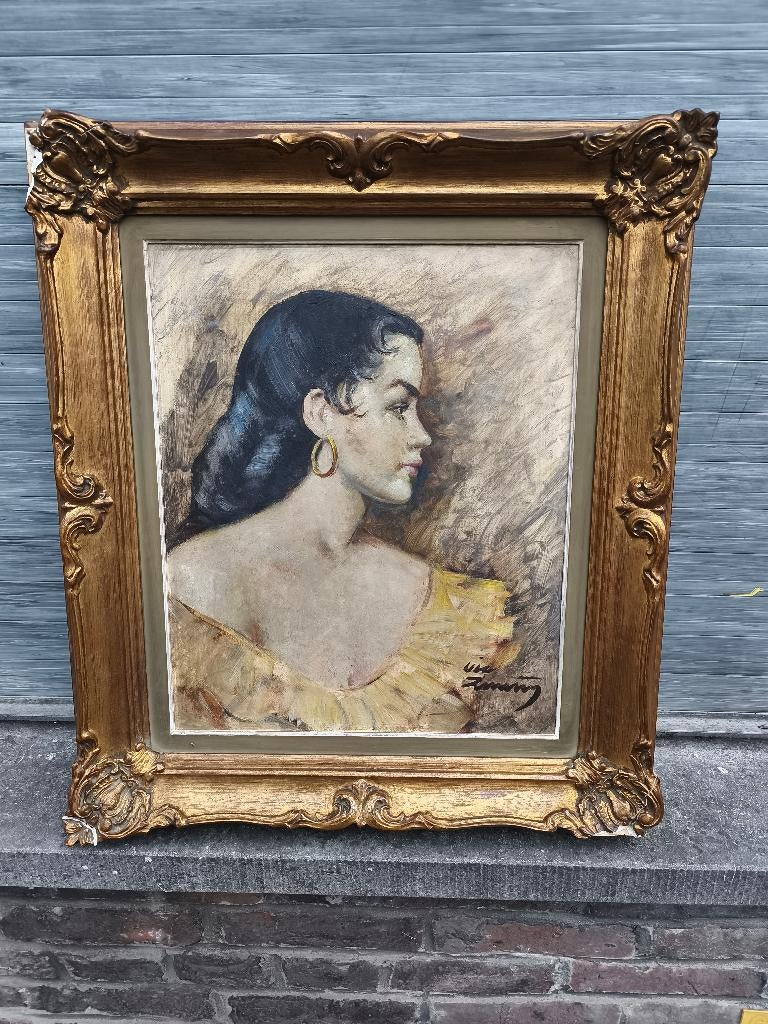 Huile sur panneau femme signe Victor quienen, Antiquités & Art, Art | Peinture | Classique, Enlèvement ou Envoi