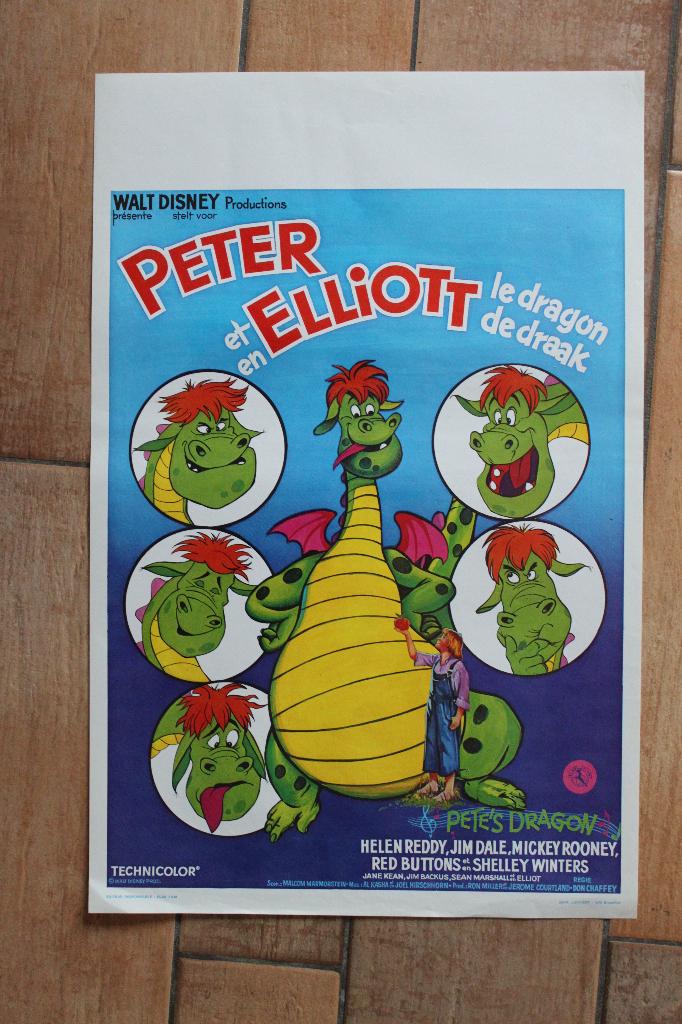 filmaffiche Walt Disney Pete's dragon 1977 filmposter, Verzamelen, Rechthoekig Staand, Ophalen of Verzenden, Zo goed als nieuw