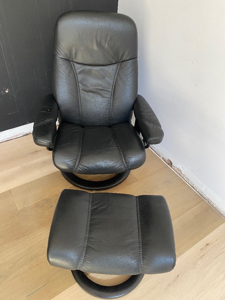 Relax stressless met hocker, Ophalen, Gebruikt, Hout
