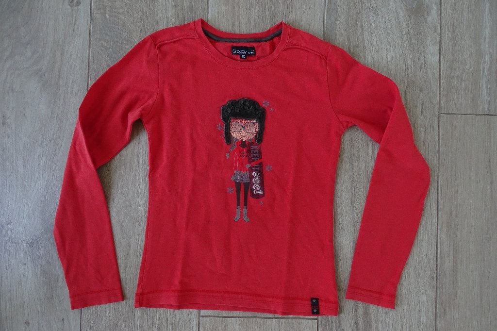 Oranje/rode longsleeve JBC maat 134/140, Kinderen en Baby's, Kinderkleding | Maat 134, Gebruikt, Meisje, JBC, Ophalen of Verzenden