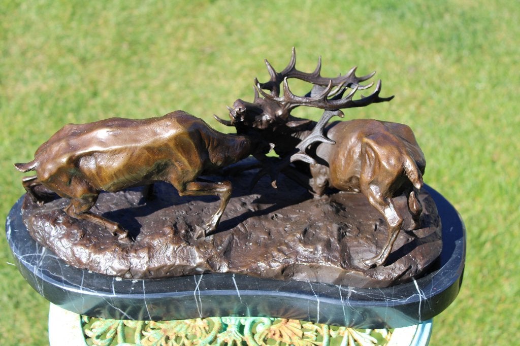 statue combat de cerfs en bronze signé : PJ MENE, Antiquités & Art, Enlèvement ou Envoi, Bronze