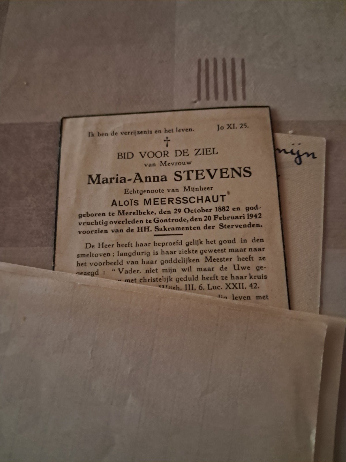 Dp van Stevens., Enlèvement, Image pieuse