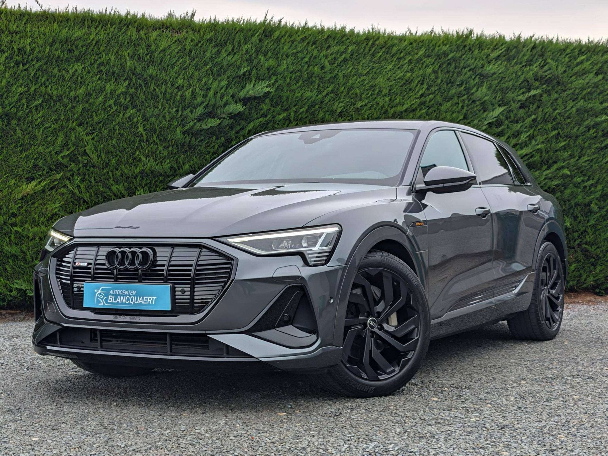 Audi Q8 e-tron (Q8) S-line - camera - trekhaak - zwarte dakh, Auto's, Audi, Automaat, Stof, Gebruikt, Zwart