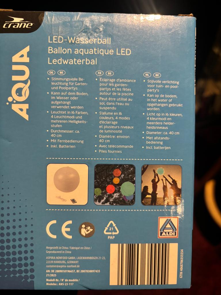 Ballon de piscine avec lumière, Enlèvement, Comme neuf