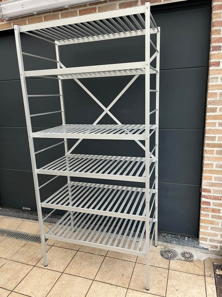 Horeca aluminium rek 1m x 60 x 2.10m - 6 schappen/niveaus, Ophalen, Gebruikt, Hotelinrichting, Aluminium