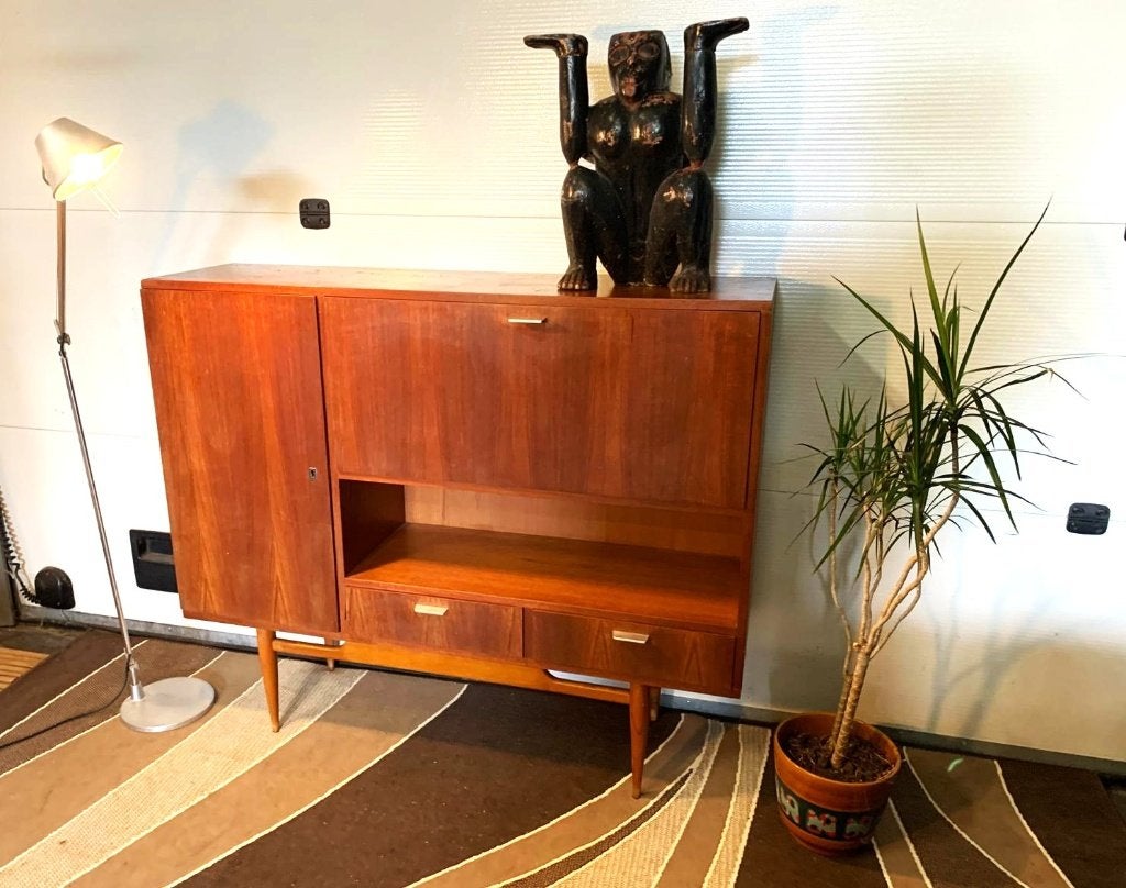 Deens Design  Highboard / Secretaire / Barkast Jaren '60, Ophalen, Gebruikt