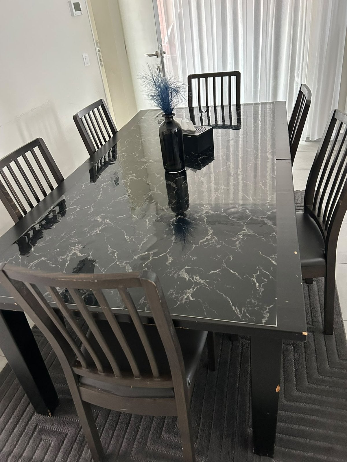 Eettafel, salon tafel +6stoelen, Enlèvement, Comme neuf, 4 à 6 chaises
