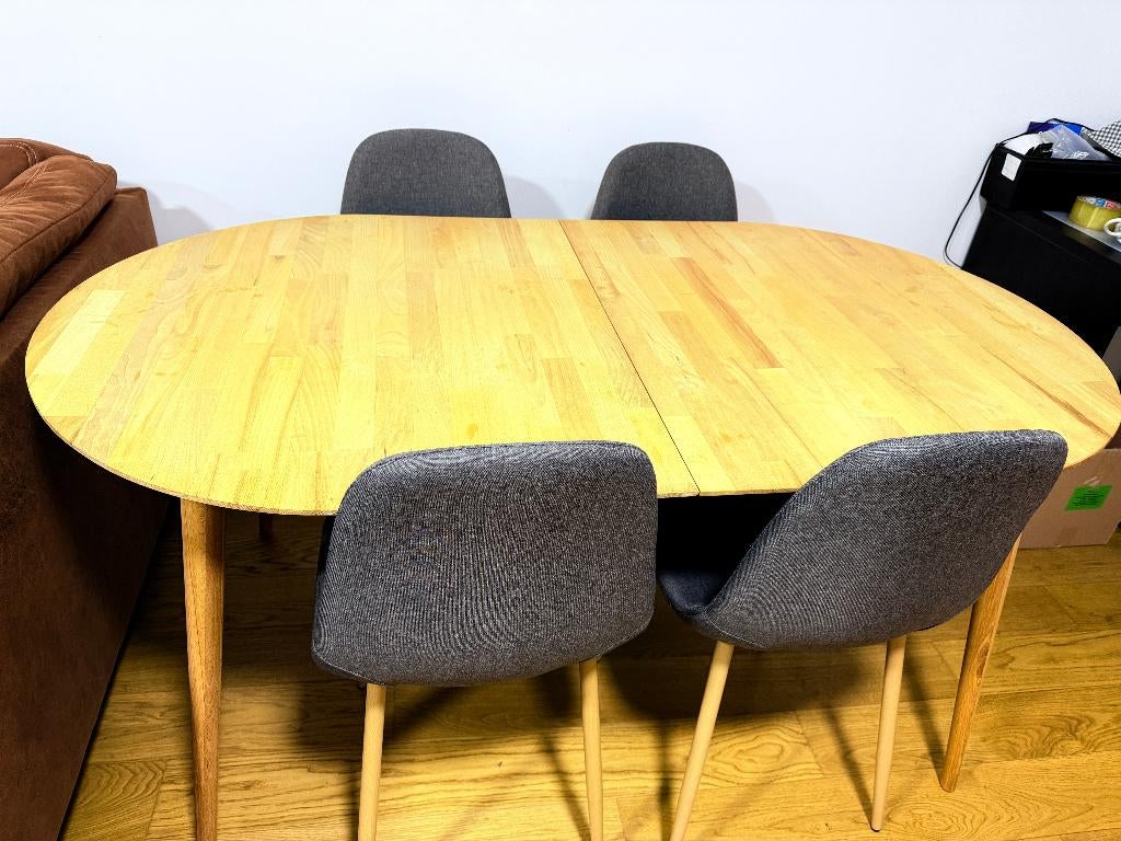 table à manger avec rallonge Marron - Hêtre, Enlèvement, Comme neuf, Bois
