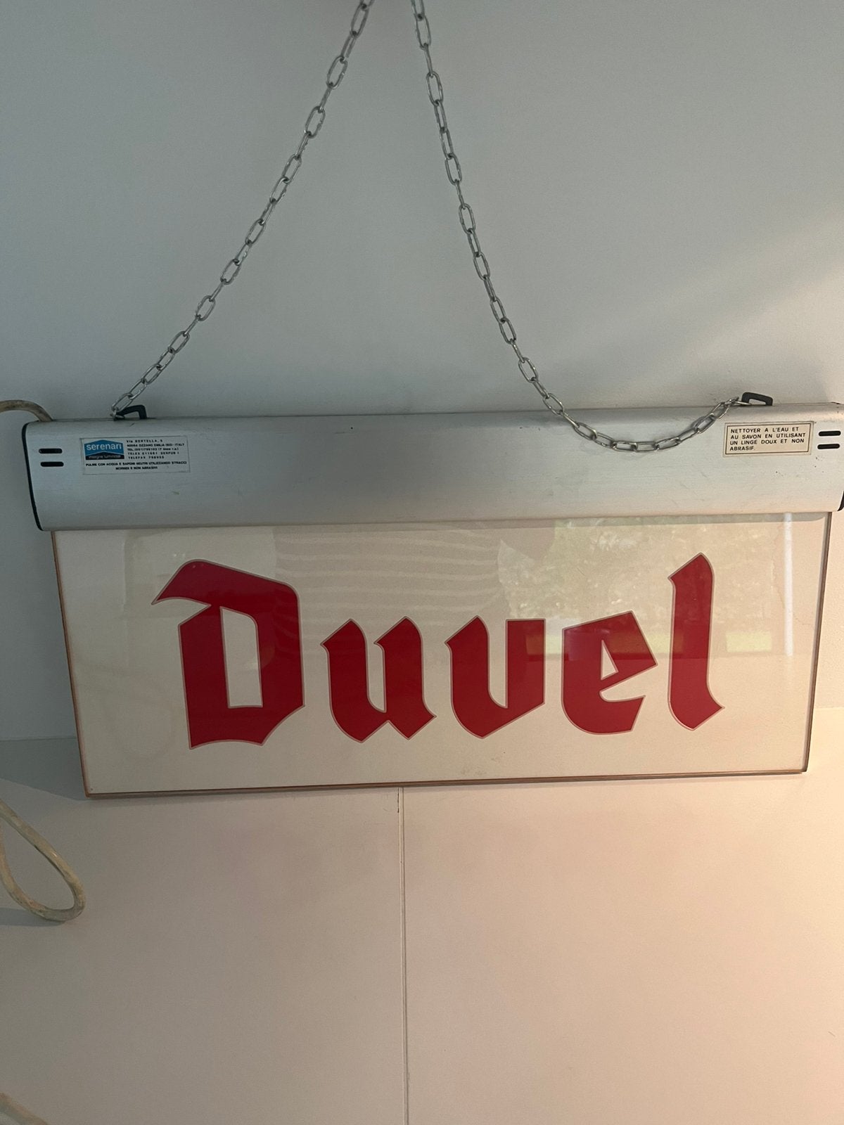 Duvel lichtreclame bord, Huis en Inrichting, Ophalen, Zo goed als nieuw, Dubbelzijdig