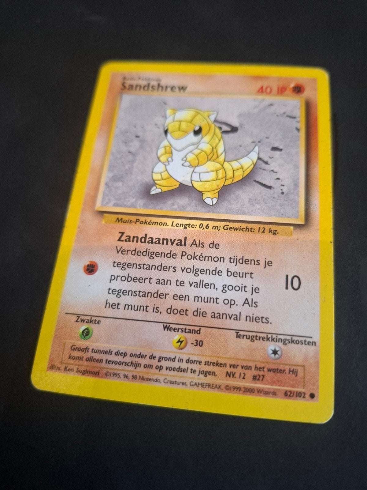 Carte Pokémon Sandshrew 62/102 (1999) - Usagée, Enlèvement ou Envoi