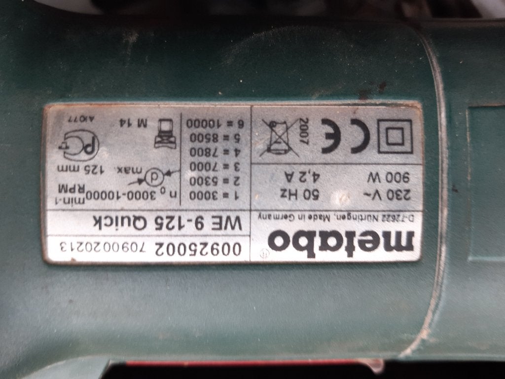 Metabo slijpschijd dia 125, Ophalen, Gebruikt, 700 tot 1000 watt, Rechte handslijpmachine