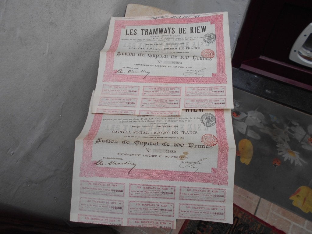 2 obligaties-LES TRAMWAYS DE KIEV  1905, Enlèvement ou Envoi, Action