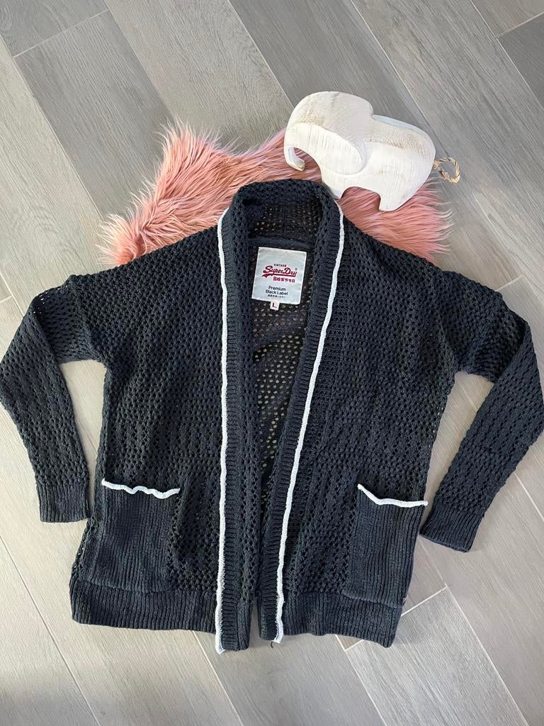 Zwarte Gilet Superdry, Ophalen of Verzenden, Zo goed als nieuw, Maat 42/44 (L)