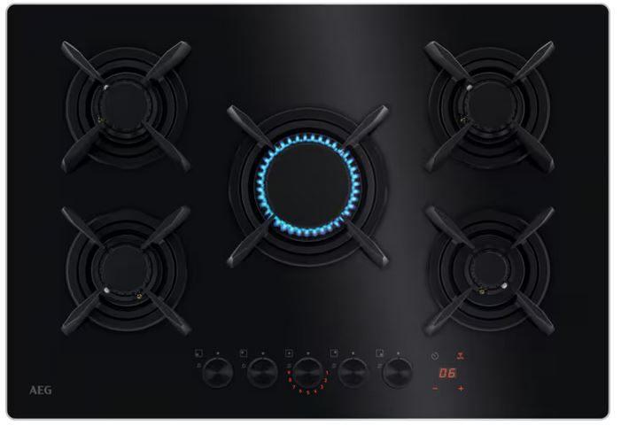 Gaskookplaat 75 cm AEG HKB 75453 NB, Ophalen, Zo goed als nieuw, Zwart