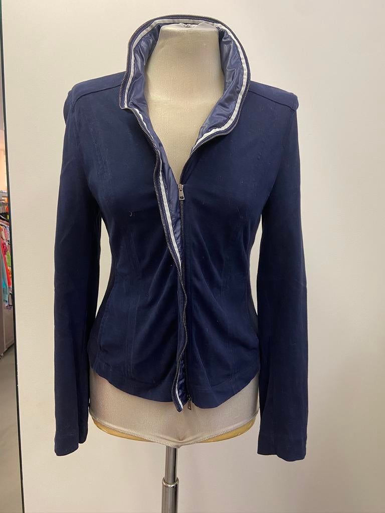 Marccain blauw stretch jasje Maat 2/36, Blauw, Ophalen of Verzenden, Zo goed als nieuw, Jasje