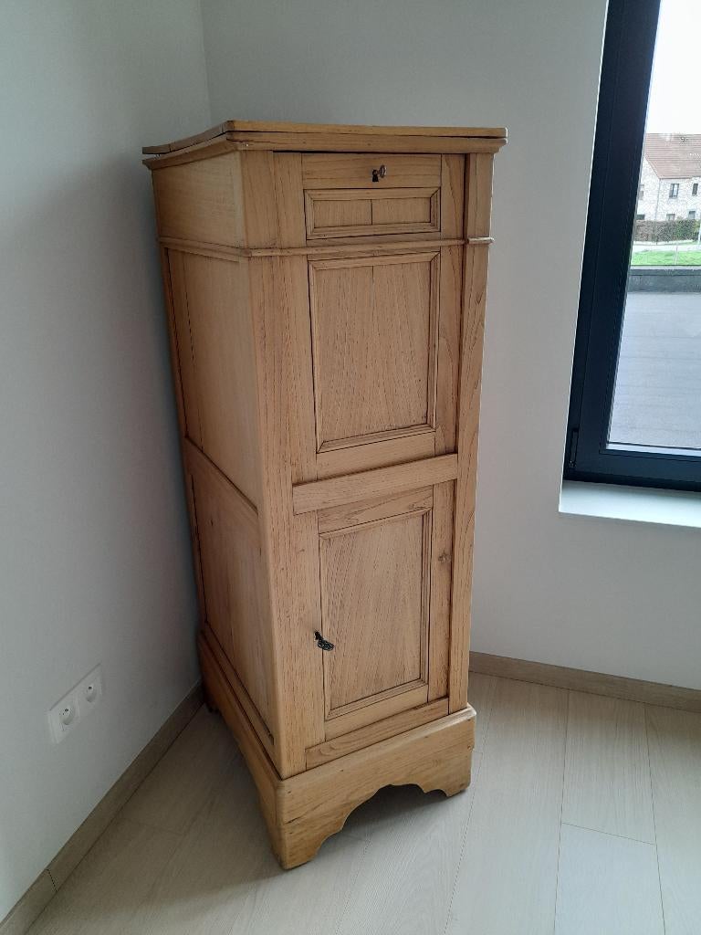 Oude eikenhouten kast met deur en laden, Ophalen, Minder dan 50 cm, Gebruikt, 100 tot 150 cm