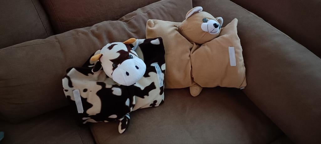 Knuffel om aan gordel te bevestigen beer en koe, Ophalen of Verzenden, Zo goed als nieuw, Beer