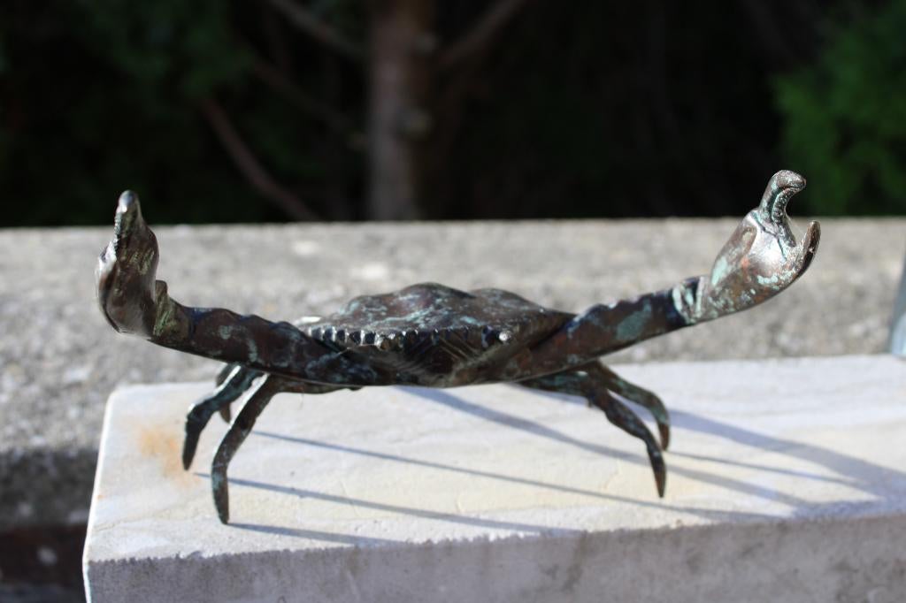 crabe en bronze taille naturel patiné ..., Antiquités & Art, Enlèvement ou Envoi, Bronze