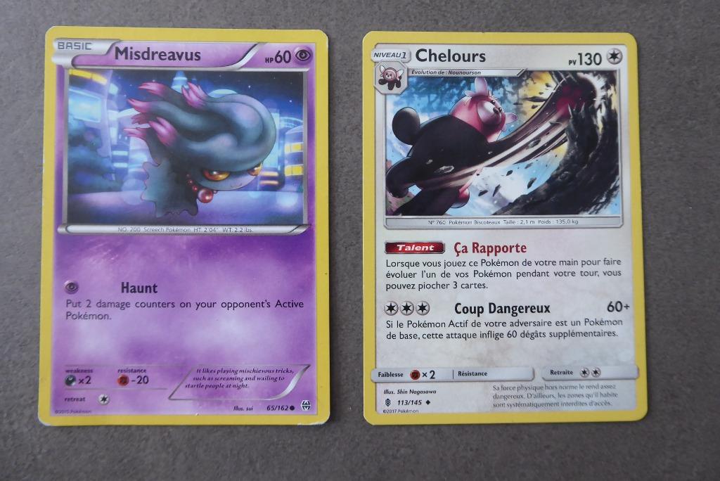 Lot 2 cartes Pokémon 2015 et 2017 : Chelours et Misdreavus, Enlèvement ou Envoi, Utilisé