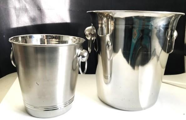 Champagne wijn koeler en ijsemmer set 2 stuks zilver✨🍾🥂💎, Verzamelen, Wijnen, Nieuw, Champagne, Overige gebieden, Ophalen of Verzenden