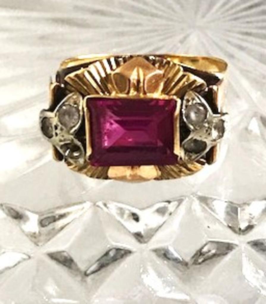 Oud goud 18k Ring Diamant Robijn 5.16 gr💎✨😍💑🤗👌, Ophalen of Verzenden, Goud