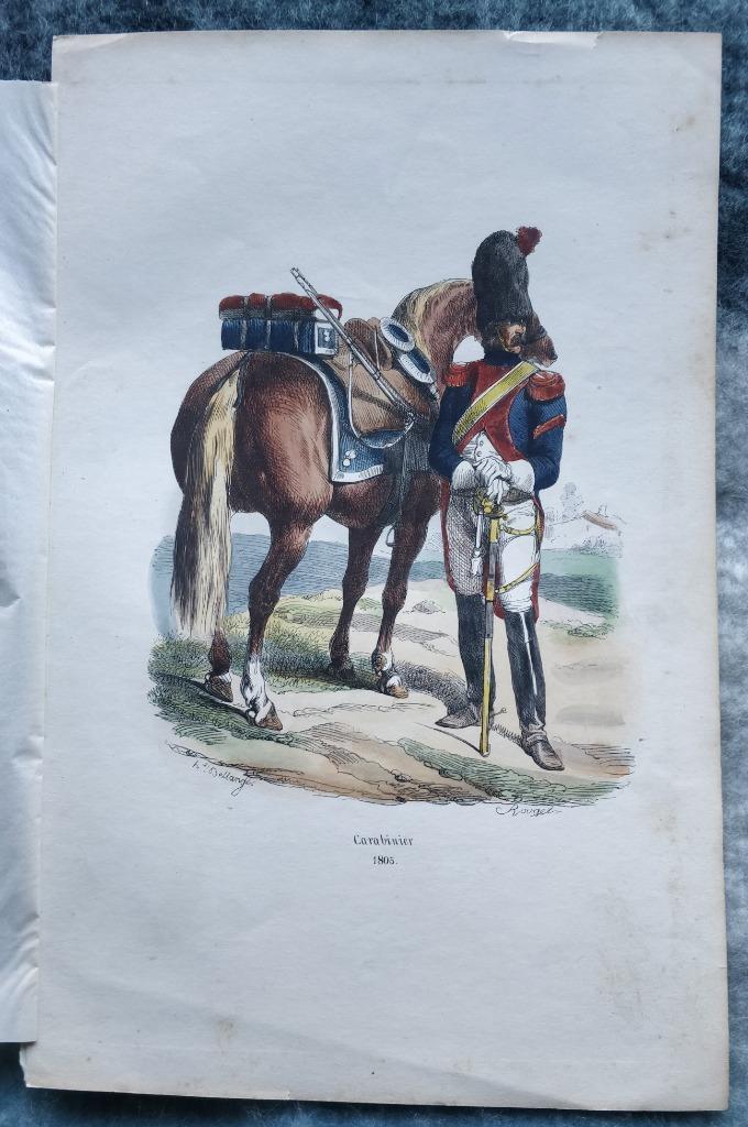 Gravure d'un carabinier 1er empire de 1805 Napoléon, Collections, Objets militaires | Général, Enlèvement ou Envoi, Armée de terre