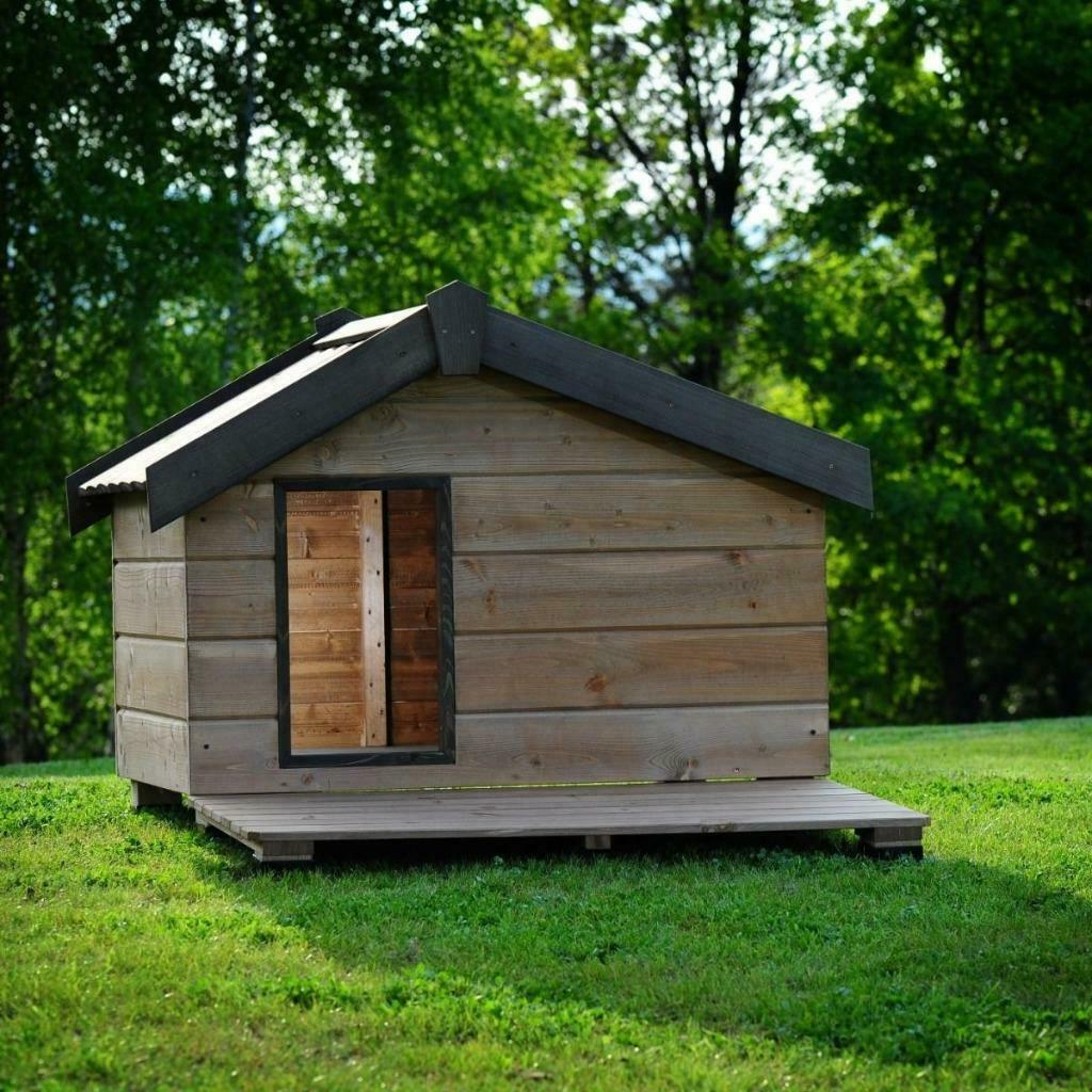Niche avec terrasse en épicéa niche solide abri chien cabane, Verzenden, Nieuw, Hondenhok