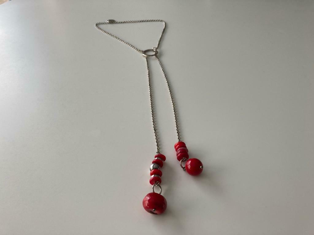Collier original, Bijoux, Sacs & Beauté, Colliers, Rouge, Comme neuf, Réglable, Argent