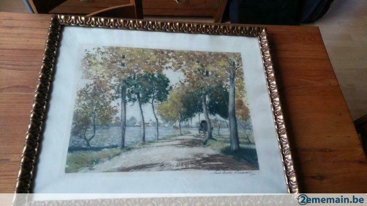 Peinture de Paul Emile Lecomte encadré, Enlèvement, Comme neuf