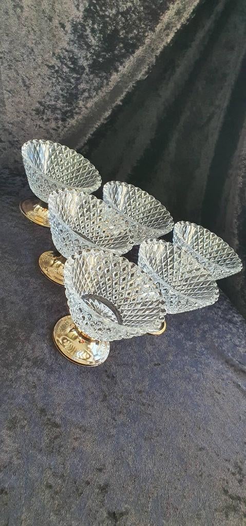 6 vintage ijs/fruit/dessertkommetjes, Enlèvement, Verre