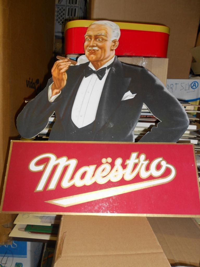 Beersign.Reclame.Karton.Sigaren Maestro.Raar, Collections, Marques & Objets publicitaires, Enlèvement ou Envoi, Utilisé, Panneau publicitaire