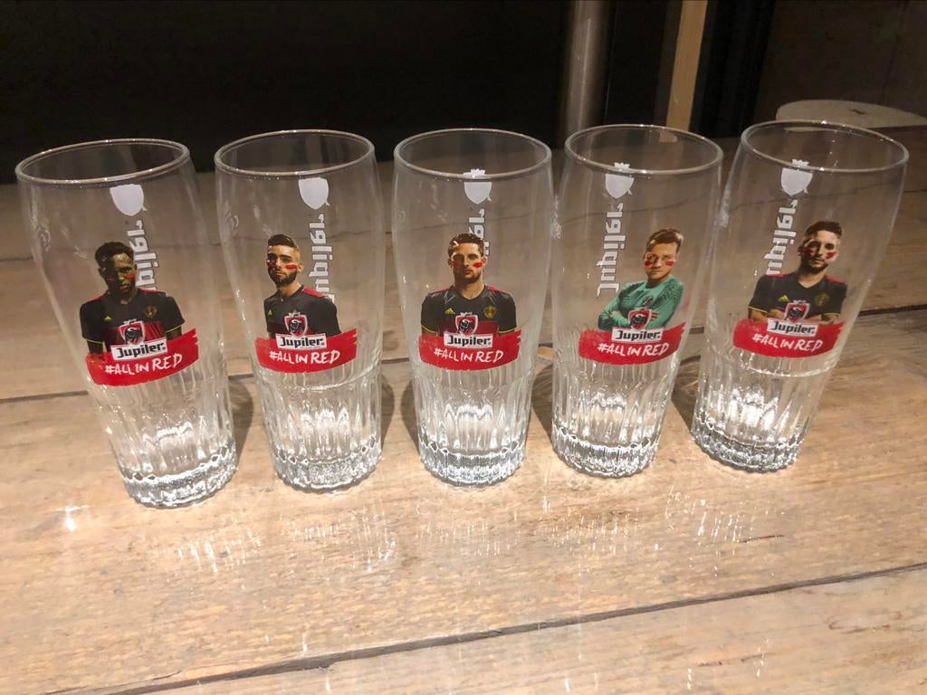 Jupiler glazen Rode Duivels, Verzamelen, Ophalen, Zo goed als nieuw