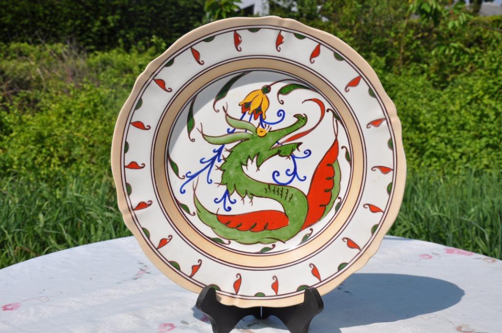 §  plat en faience dragon, Ophalen of Verzenden