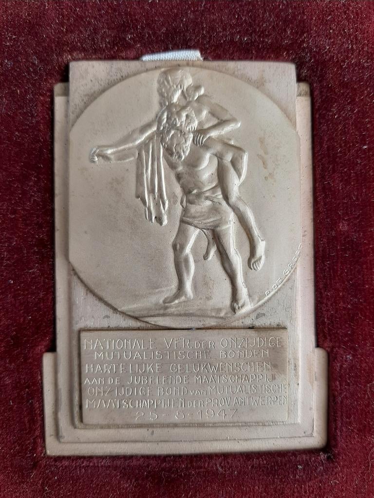 Bronzen medaille 1947 in originele doos, Verzamelen, Ophalen of Verzenden, Zo goed als nieuw