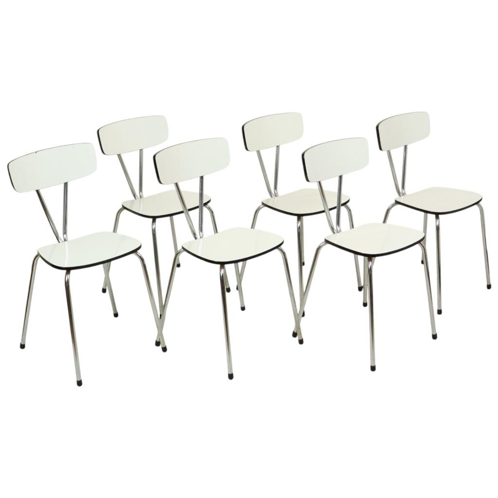 Set Van 6 Grijze Formica Stoelen Chroom Eetkamerstoelen 60's, Ophalen