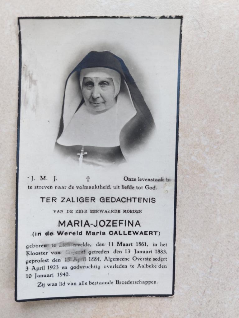 bidprentje Zr Maria-Jozefina  (1861-1940), Verzamelen, Bidprentjes en Rouwkaarten, Verzenden, Bidprentje