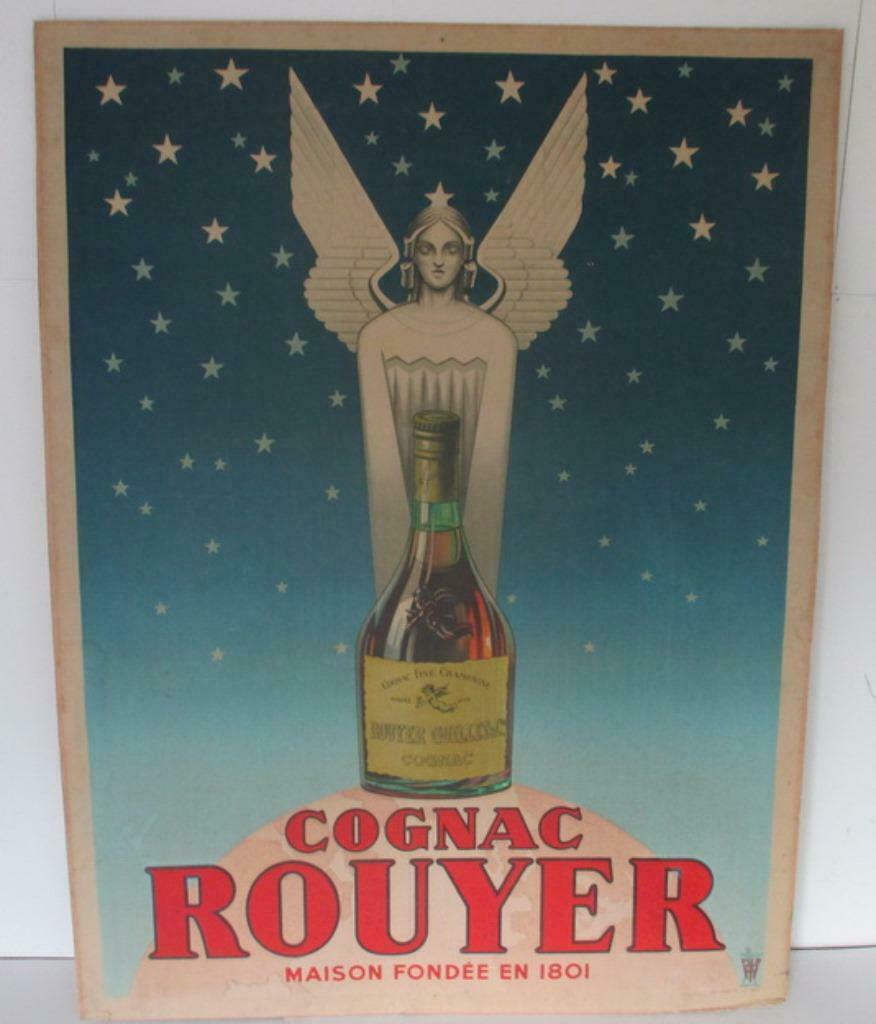 antieke affiche cognac Rouyer met sfinks, Ophalen, Gebruikt