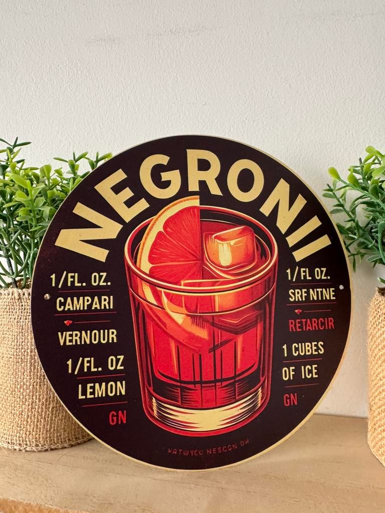 Ronde metalen reclamebor Negroni, Ophalen of Verzenden, Nieuw, Reclamebord
