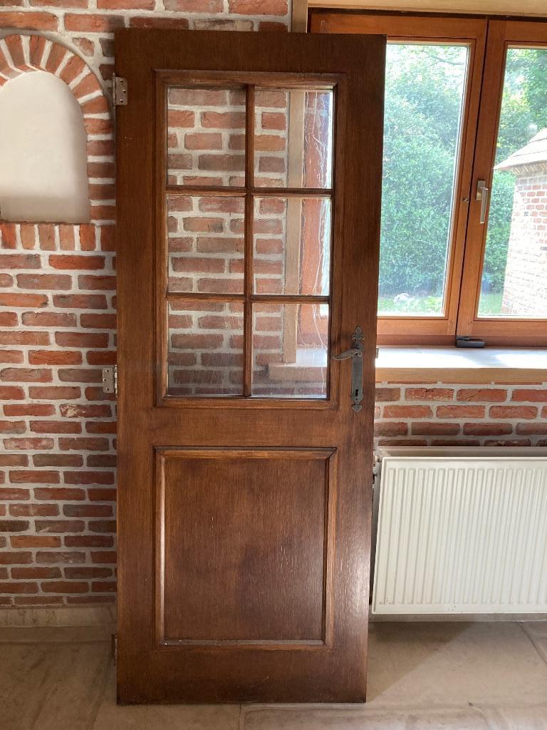 Porte en chêne avec vitre, Bricolage & Construction, Enlèvement, Utilisé, Vitre comprise, Autres types