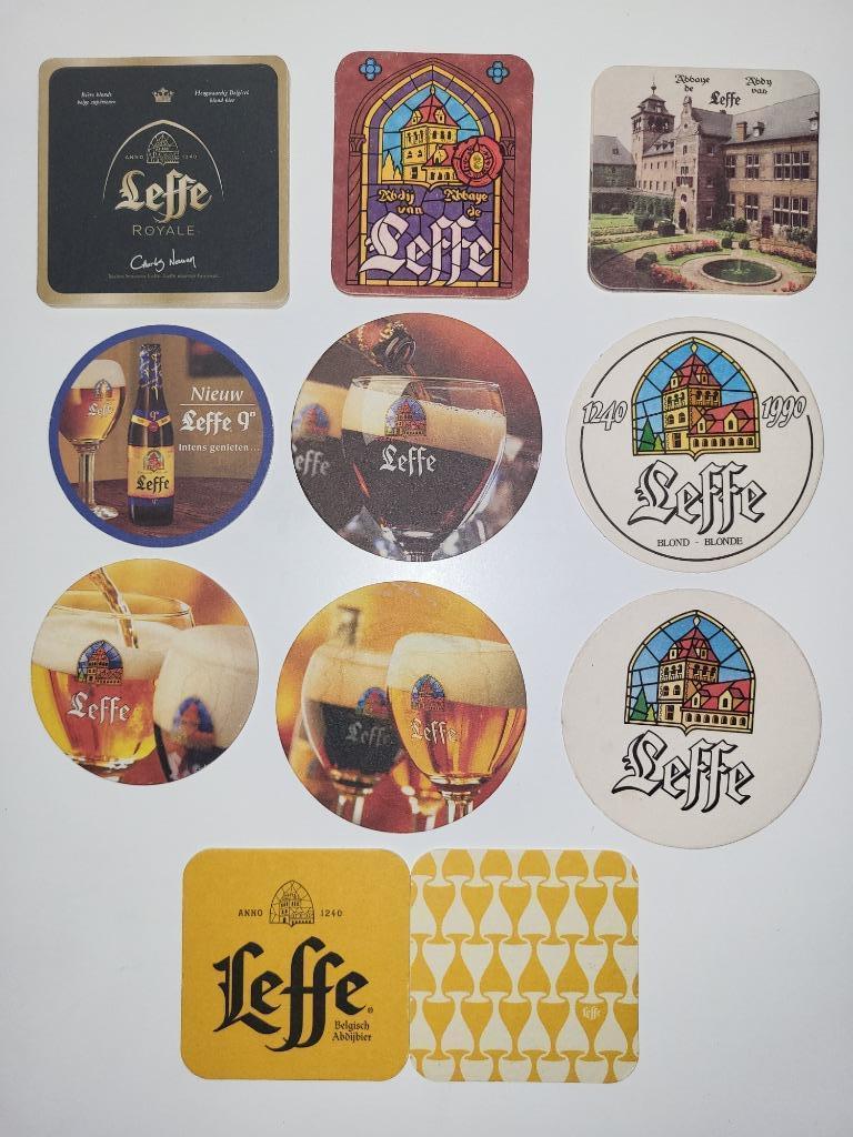 bierviltje abdij van Leffe 9 leffe blond 1240-1990 viltjes, Enlèvement ou Envoi, Comme neuf, Sous-bock, Leffe