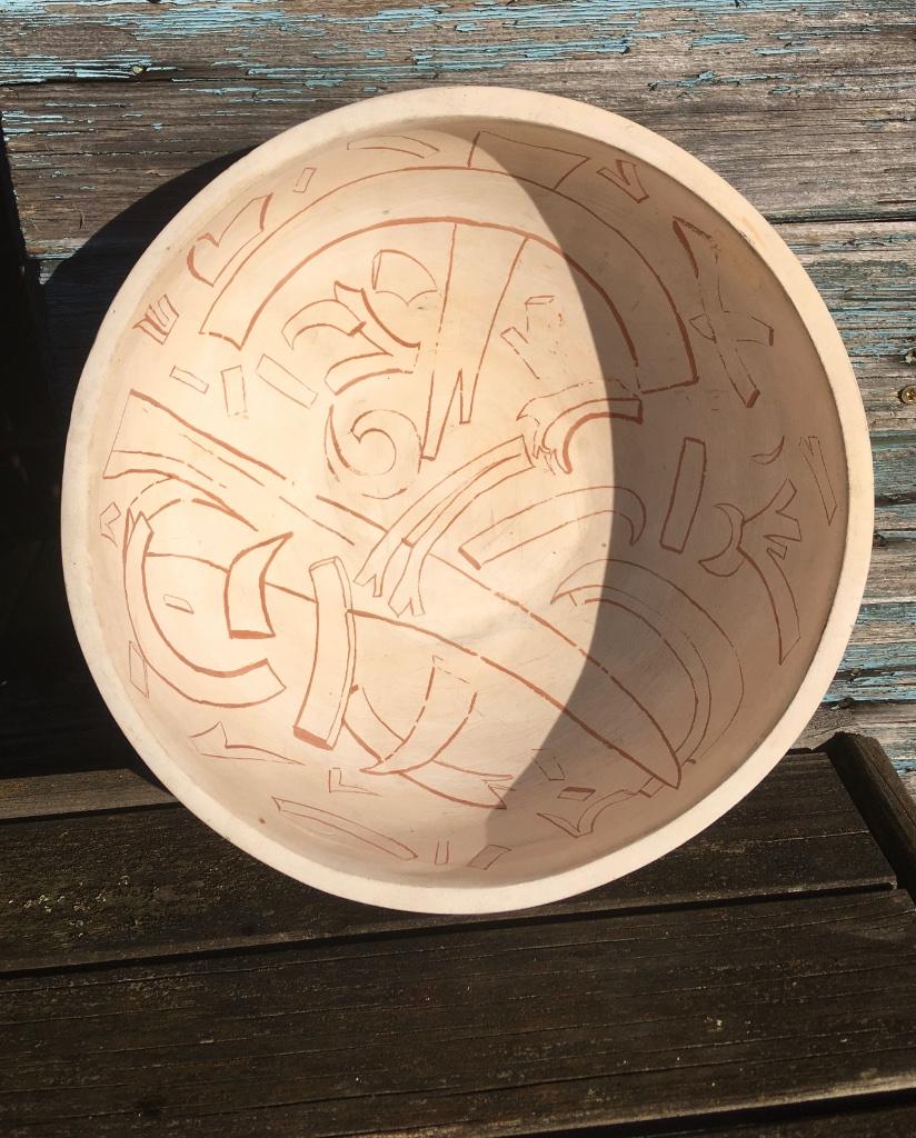 Vintage fifties aardewerken kom met sanguine deco, Antiek en Kunst, Ophalen of Verzenden