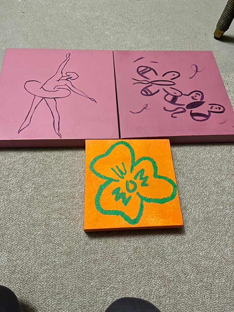 3 belles toiles en guise de peinture,.., Enlèvement ou Envoi, Comme neuf, Moins de 50 cm, Peinture