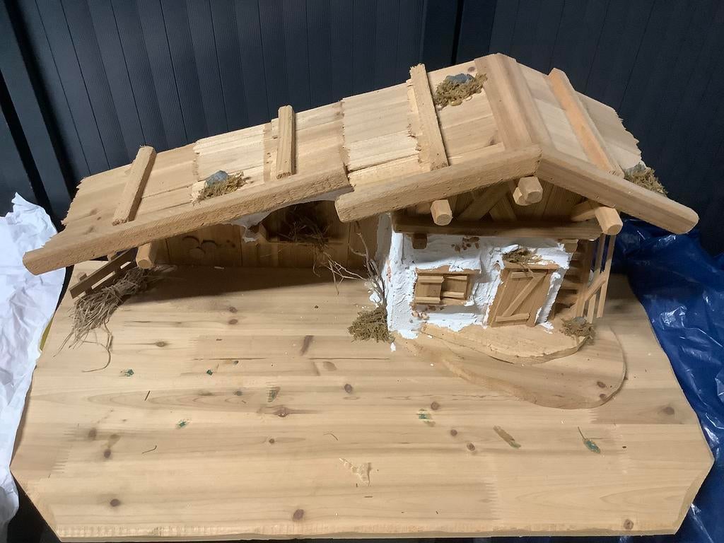 Nieuwe grote rustieke houten kerststal, Diversen, Ophalen, Nieuw